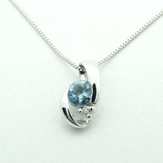 新品】k18/18金/アクアマリン/ダイヤモンド0.01ct/ホワイトゴールドの