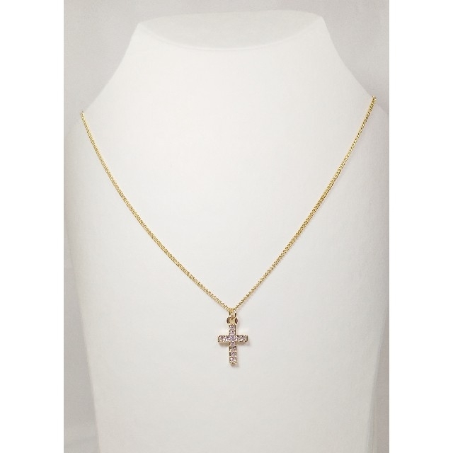クロス(十字架)のネックレスゴールド　ハンドメイド レディースのアクセサリー(ネックレス)の商品写真