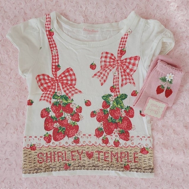 Shirley Temple(シャーリーテンプル)のシャーリーテンプル　いちごバスケットTシャツといちごソックスセット キッズ/ベビー/マタニティのキッズ服女の子用(90cm~)(Tシャツ/カットソー)の商品写真