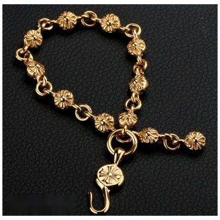 クロムハーツ(Chrome Hearts)の18kgp クロスボールブレスレット 金 ゴールドクロスブレスレット(ブレスレット)