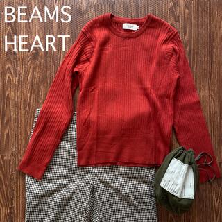 ビームス(BEAMS)のBEAMS HEART ビームスハート　リブニットトップス　カットソー　赤　M(ニット/セーター)