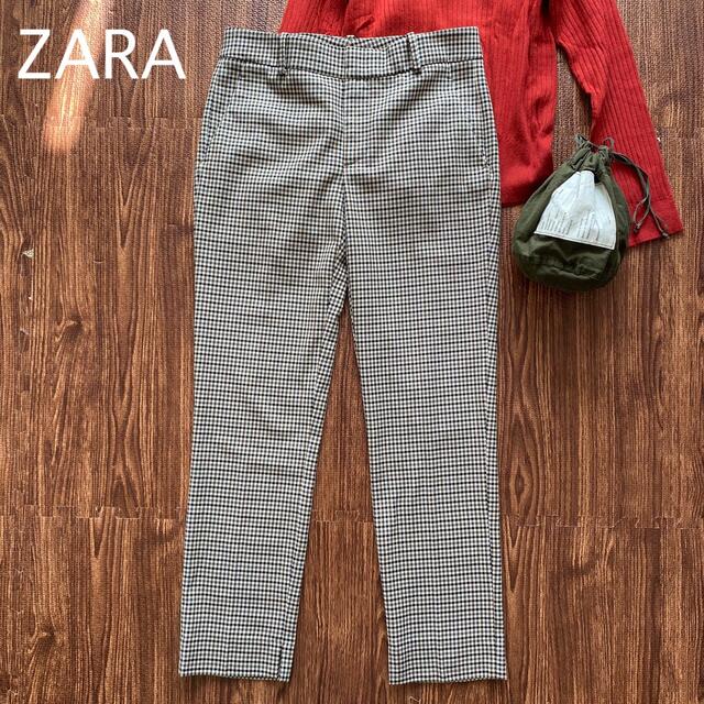 ZARA(ザラ)のZARA ザラ　チェックテーパードパンツ　スリット　36 M レディースのパンツ(カジュアルパンツ)の商品写真
