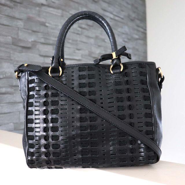 Salvatore Ferragamo - サルヴァトーレ フェラガモ ヴァラ リボン 編み込み レザー トート バッグ