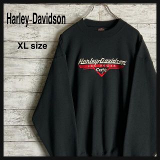 ハーレーダビッドソン(Harley Davidson)の【未使用】ハーレーダビッドソン★刺繍ロゴスウェット　黒　USA製　XLサイズ(スウェット)