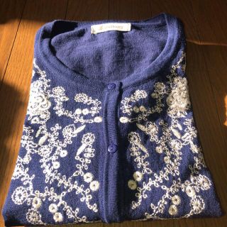 お花刺繍カーディガン　ネイビー(カーディガン)