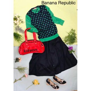 バナナリパブリック(Banana Republic)のBanana Republic 個性が光るコットンドットグリーンセーター(ニット/セーター)