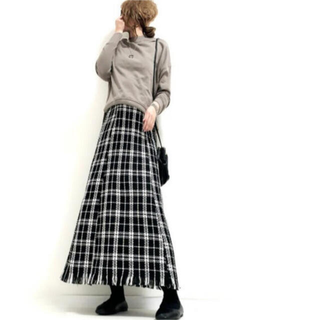 しまむら(シマムラ)の今季 星玲奈 ツイード ロングスカート フリンジロングスカート チェック柄 レディースのスカート(ロングスカート)の商品写真