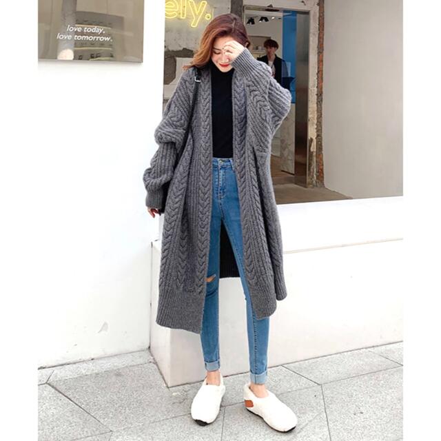 新品未使用】ニットロングカーディガン グレーの通販 by BOO's shop