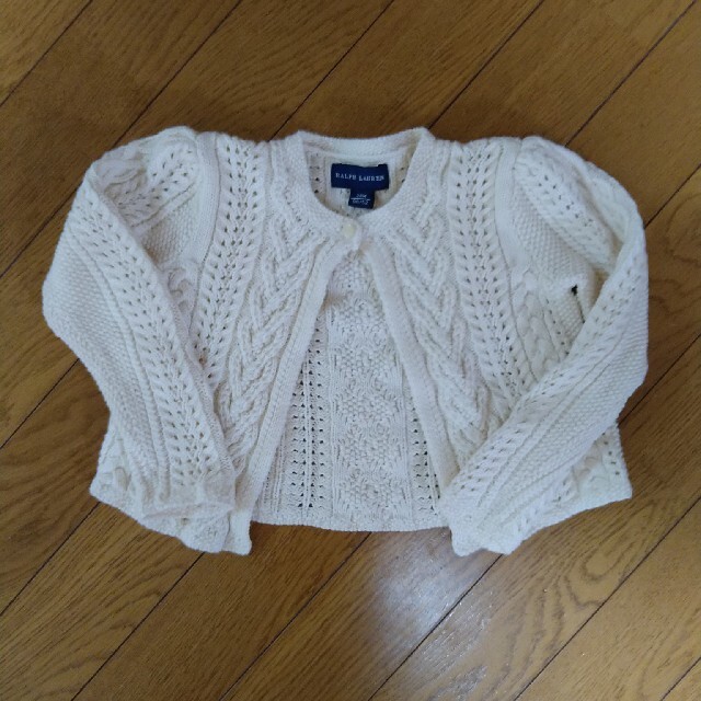 Ralph Lauren(ラルフローレン)のラルフローレン90cm　綿ニットカーディガン白 キッズ/ベビー/マタニティのキッズ服女の子用(90cm~)(カーディガン)の商品写真