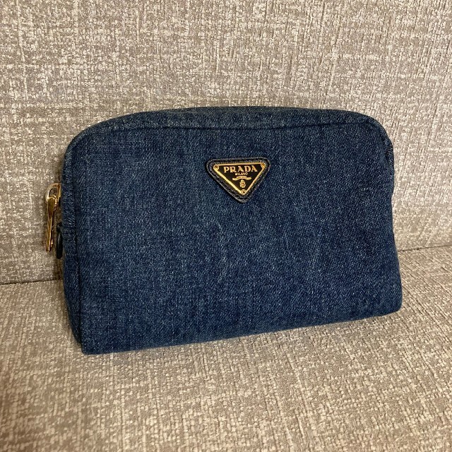 プラダ カナパ ポーチ デニム キャンバス地 バッグ 財布 ...