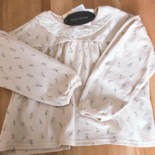 lulutatan レースエリ　トップス　100 キッズ/ベビー/マタニティのキッズ服女の子用(90cm~)(Tシャツ/カットソー)の商品写真