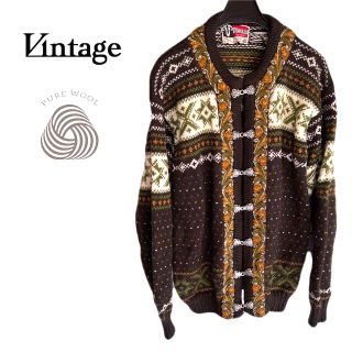 クージー(COOGI)の希少★ノルウェー ヴィンテージ メタルフック ノルディック柄デザインカーディガン(ニット/セーター)