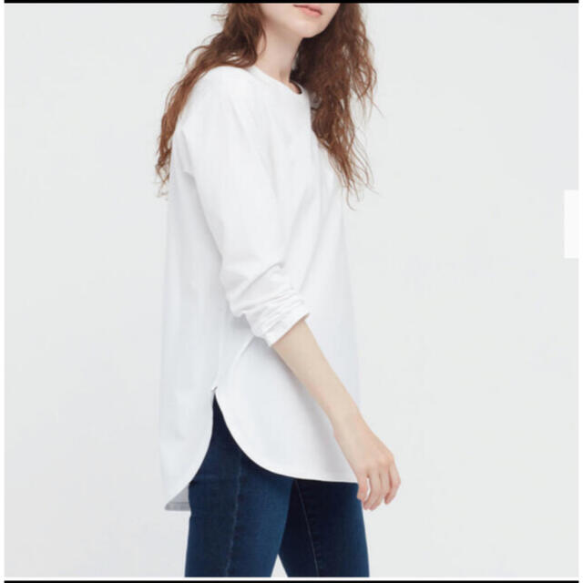 UNIQLO(ユニクロ)のユニクロ　スムースコットンシャツテールT レディースのトップス(Tシャツ(長袖/七分))の商品写真