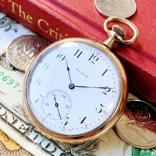 #1886 お手軽価格で贈りやすい 綺麗な高級感 メンズ 懐中時計 手巻 機械式 ELGIN 偉大な エルジン