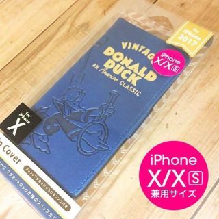 ドナルドダック(ドナルドダック)のドナルド iPhoneX/Xs 兼用 フリップカバー ブルー(iPhoneケース)