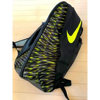 00s　nike　バックパック　大容量　ネイビー　イエロー　プリントロゴ　かばん