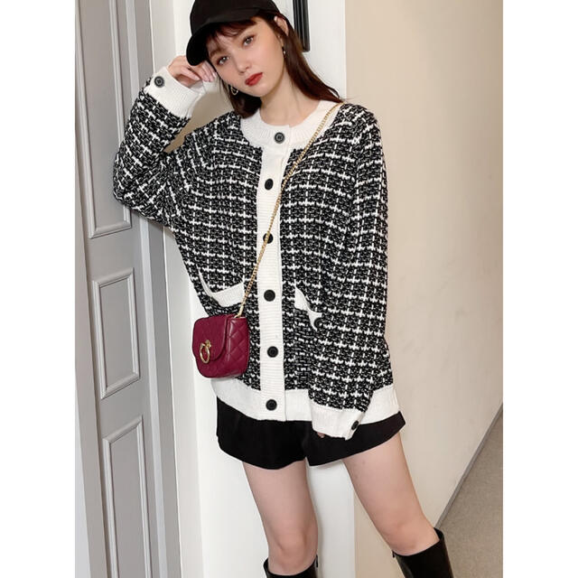 韓国服 ツイード編みニットカーディガンの通販 by ❥y|ラクマ