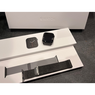 アップルウォッチ(Apple Watch)の44mmケース用スペースブラックミラネーゼループ (腕時計(デジタル))