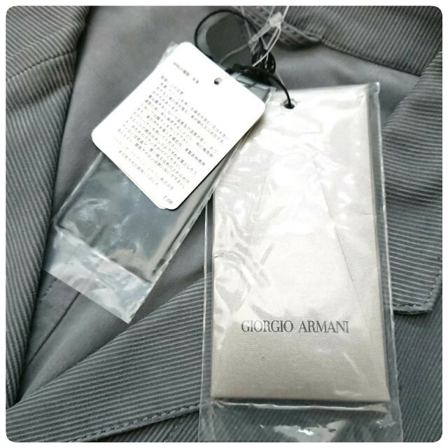 新品 ジョルジオアルマーニ 最高級ストライプエンボスラムレザー3Bジャケット メンズのジャケット/アウター(レザージャケット)の商品写真