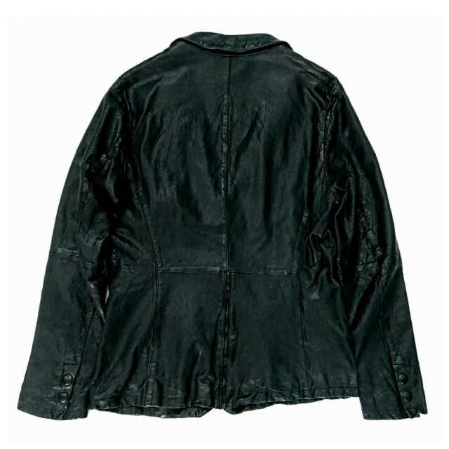 新品 エンポリオアルマーニ 最高級ワッシャーラムレザー裏ブリーチ綿2Bジャケット