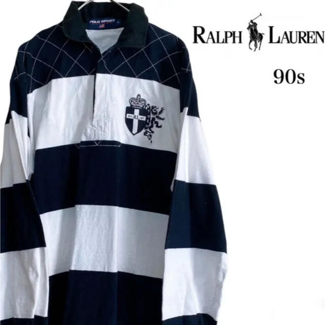 【ネット限定】 Ralph ボーダー 刺繍 スウェット ラガーシャツ sport POLO 【希少】90s - Lauren スウェット