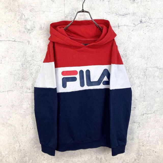 FILA(フィラ)の希少 90s フィラ パーカー ビッグプリント マルチカラー メンズのトップス(パーカー)の商品写真