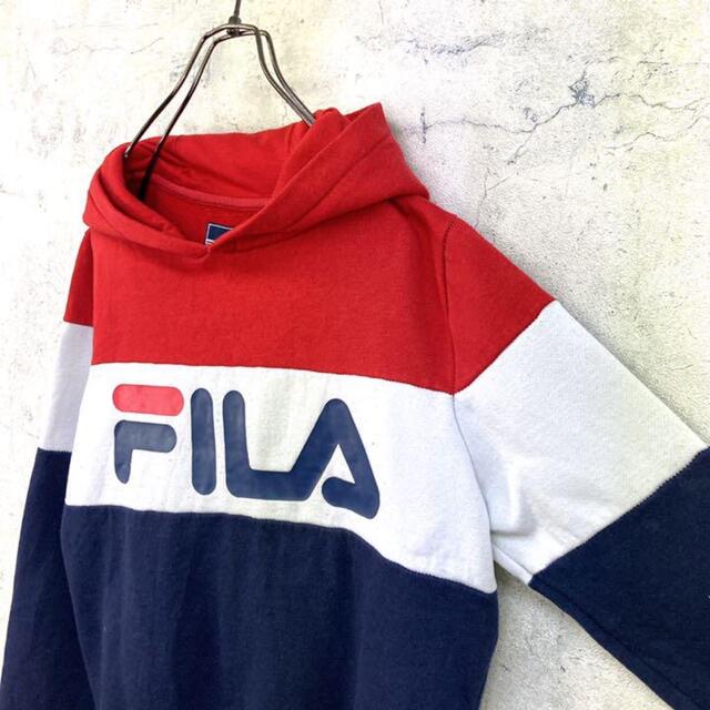 FILA(フィラ)の希少 90s フィラ パーカー ビッグプリント マルチカラー メンズのトップス(パーカー)の商品写真