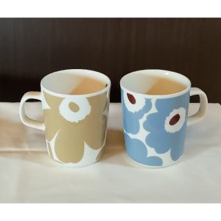 マリメッコ(marimekko)のマリメッコ　ウニッコ　マグカップ　ブルーグレー　ベージュ　2点(食器)