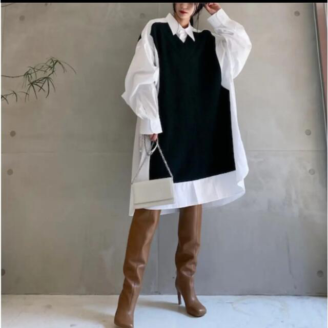 レディースMaison Margiela ニットシャツドレス　グリーン