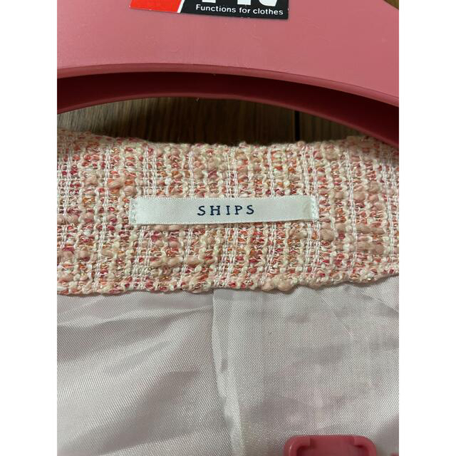 SHIPS(シップス)のシップス　コットンツイードノーカラーコート(ピンク) レディースのジャケット/アウター(スプリングコート)の商品写真
