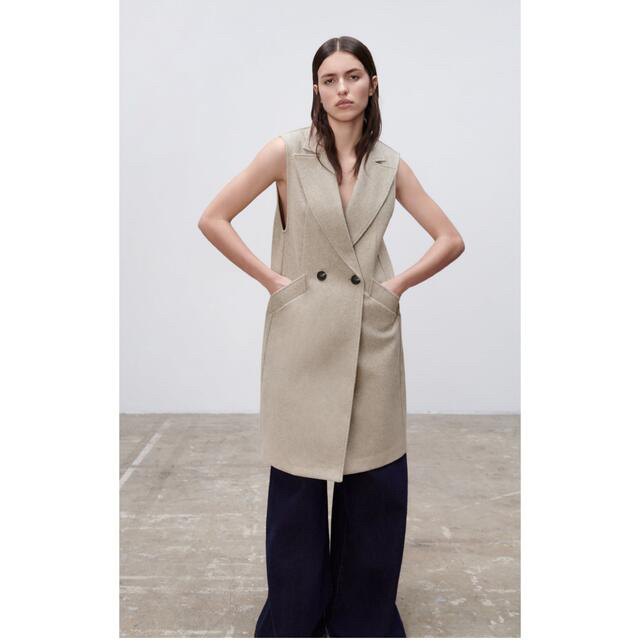 完売/新品】ZARA ダブルブレスト ソフトベスト XS- 完売/新品】ZARA ダブルブレスト ソフトベスト XS-