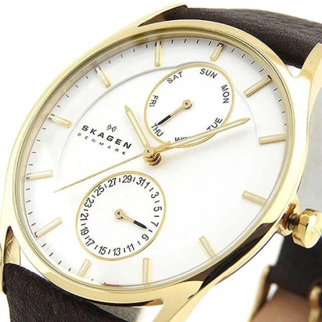 時計218 スカーゲン時計　メンズ腕時計　アンティーク　新品未使用　ゴールド