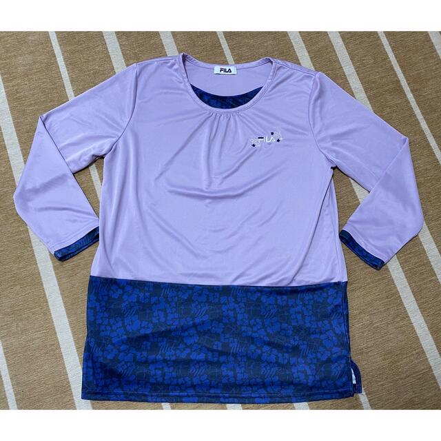 FILA(フィラ)のFILA 重ね着風 スポーツウェア Lサイズ　紫×紺 スポーツ/アウトドアのランニング(ウェア)の商品写真