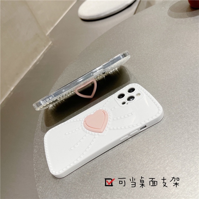 iPhone(アイフォーン)のiPhone12 ケース　ピンク　リボン　ハート　スマホリング　韓国　クリア スマホ/家電/カメラのスマホアクセサリー(iPhoneケース)の商品写真