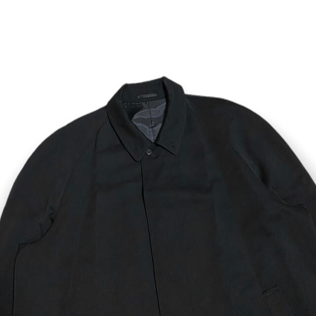 ステンカラーコート ロングコート ブラック モード ウール 古着 メンズのジャケット/アウター(ステンカラーコート)の商品写真