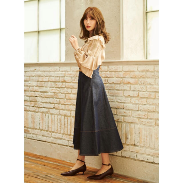 her lip to One Shoulder Denim Long Skirt レディースのスカート(ロングスカート)の商品写真