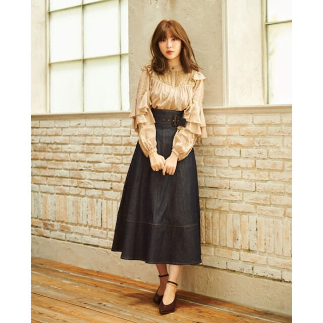 her lip to One Shoulder Denim Long Skirt レディースのスカート(ロングスカート)の商品写真