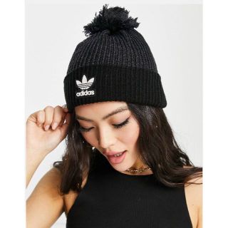 アディダス(adidas)のadidas originals アディダス ロゴ ニット帽 ブラック(ニット帽/ビーニー)