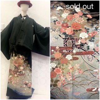 SALE 着物リメイク 留袖 花づくし ショート丈羽織 巻きスカート(セット/コーデ)