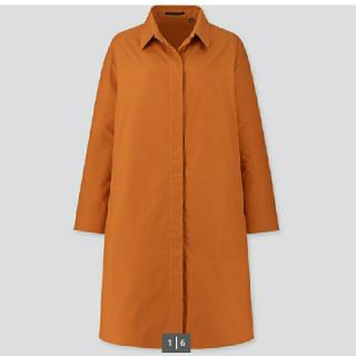 ユニクロ(UNIQLO)のユニクロ コットンシャツコート オレンジ(シャツ/ブラウス(長袖/七分))