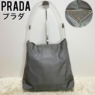 プラダ(PRADA)のPRADA プラダ　ハンドバッグ　ナイロン　手提げ　肩掛け　グレー　ショルダー(ハンドバッグ)