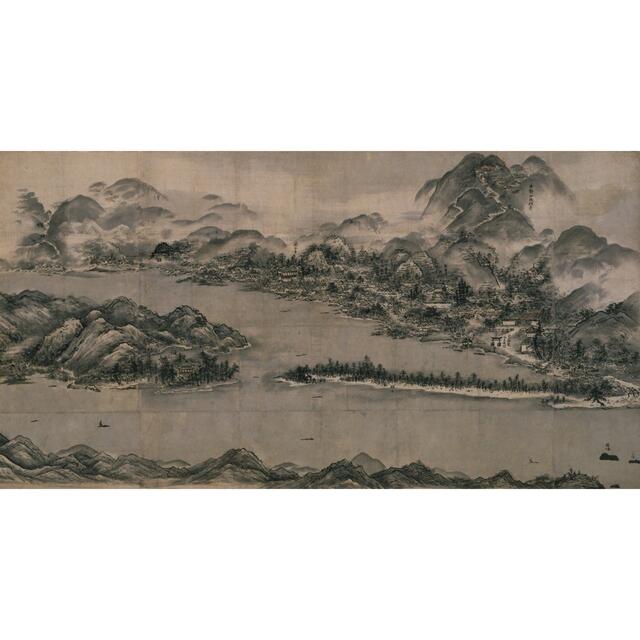 メーカー直送】 新品希少特注非売品新品雪舟国宝『天橋立図水墨画布