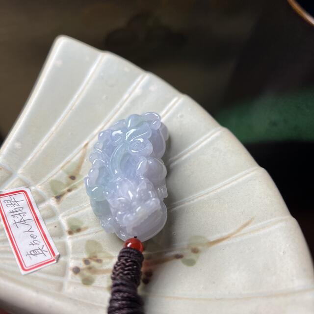 本翡翠 ラベンダー大貔貅ネックレス - ネックレス