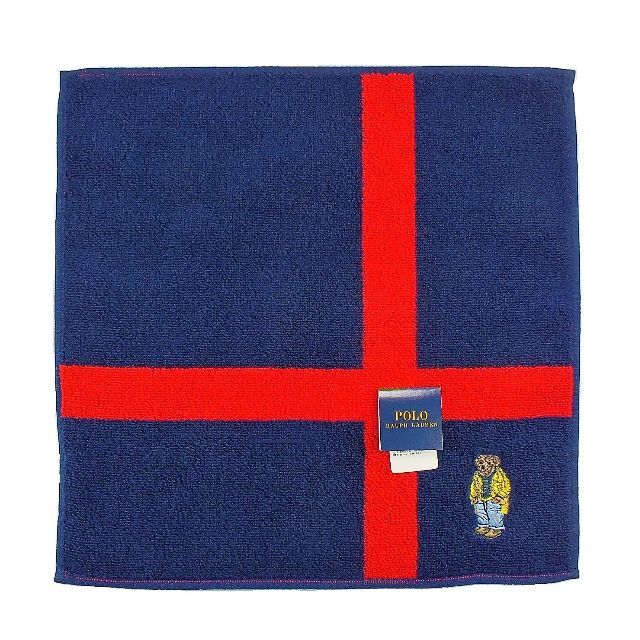 POLO RALPH LAUREN(ポロラルフローレン)の正規品！ラルフ人気ポロベアタオルハンカチ 新品1,700円ステンカラーコート紺赤 レディースのファッション小物(ハンカチ)の商品写真