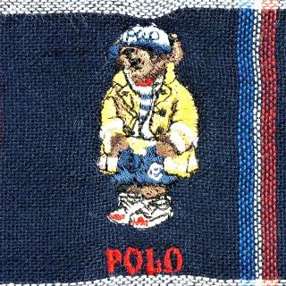 ポロラルフローレン(POLO RALPH LAUREN)の●ラルフローレン人気ポロベア柄ハンカチ「ファイヤーコート」新品未使用1700円紺(ハンカチ)