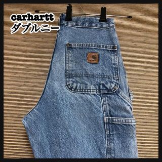 カーハート(carhartt)の【カーハート】ワークパンツ デニム　インディゴブルー　革タグ　ダブルニー％３(ワークパンツ/カーゴパンツ)