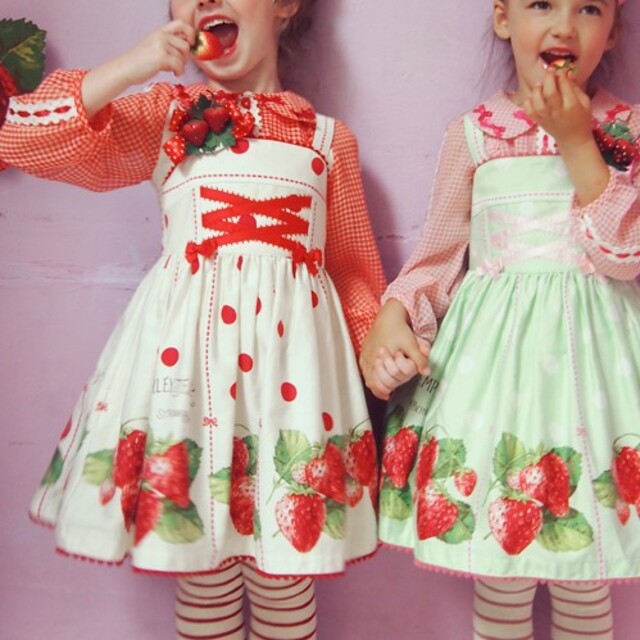 シャーリーテンプル いちご ジャンパースカート 120 - キッズ服女の子 シャーリーテンプル いちご ジャンパースカート 120 - キッズ服女の子