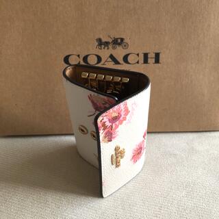 「新品 COACH コーチ 定価28600円 レザー 花柄 キーケース リング 