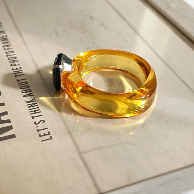 アクリルリング yuzu 柚子 イエロー系 ユニセックス 韓国 指輪 15号 レディースのアクセサリー(リング(指輪))の商品写真