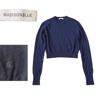 マディソンブルー(MADISONBLUE)のMADISONBLUE ウール カシミヤ ニット ショート丈 ネイビー(ニット/セーター)